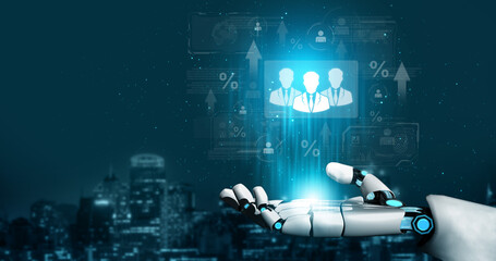 AI assistant processes human resources analytics to evaluate team performance. This smart system visualizes workforce metrics, tracking business growth and employee development. Fermion