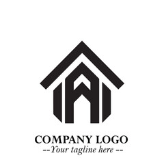 Building Logo Symbol in Black on the White Background with Modern Minimal Architecture Design