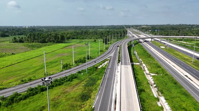 Aerial view bridge intersection between the highway numbers 290 and 304 Nakhon Ratchasima