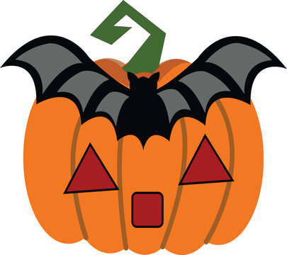 A pumpkin vector with a bat on its head, like a batman