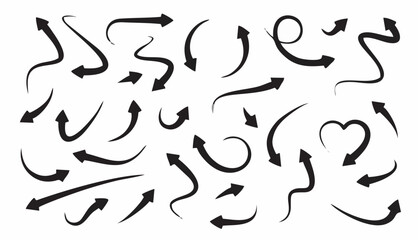 Arrows icons set. Curly, stra...