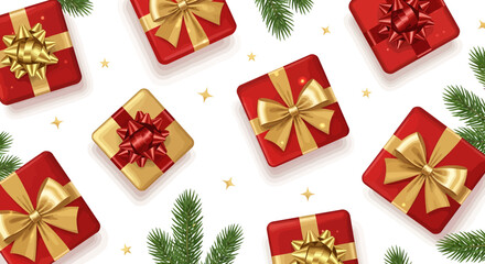 Spread holiday cheer with these elegant red and gold Christmas presents! Perfect for seasonal sales, festive marketing, and warm holiday greetings. Get into the spirit!