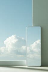 modern smartphone rests on sleek wooden desk displaying ultrabright weather forecast