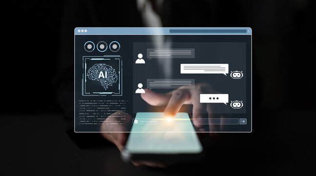 A user interface of a conversational AI platform. A user interacts with an intelligent chatbot by typing prompts to receive support and information from the digital brain. Fermion