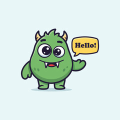 Say hello to this adorable cartoon monster, perfect for kids' designs and fun projects today