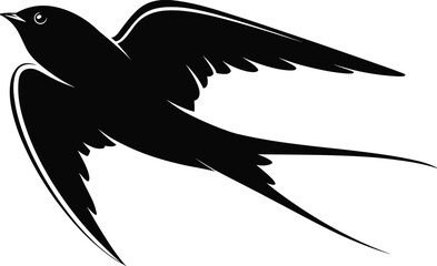 WebBeautiful flying swallow bird black silhouette vector illustration, elegant freedom symbol design for tattoo, logo, nature art, and decorative artwork projects
