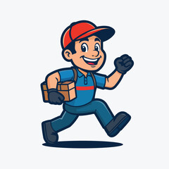 Fast delivery guy running with package guarantees efficient service and brings joy to customers now