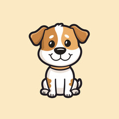 Adorable cartoon dog with a friendly smile, perfect for pet brands and children's content
