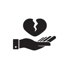 Broken heart icon. Vector icon isolated on white background.