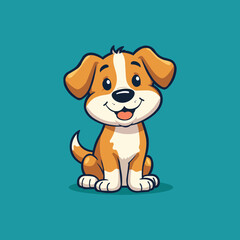Adorable cartoon puppy with big eyes and a happy smile, perfect for playful designs
