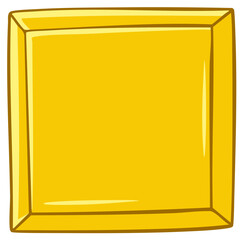 Square Gold Bar Cartoon Illustration Shiny Bullion Ingot
