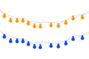 Vibrant decorative string lights with orange and blue glow