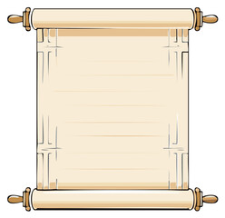 Antique Style Scroll with Wooden Rods for Messages or Historical Documents Display