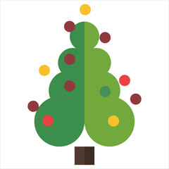 Soft Organic Christmas Tree with Rounded Shapes and Ornaments - Cute Holiday Vector Art