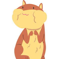 Cute Cartoon Hamster With Puffy Cheeks Holding Its Paws Against A Transparent White Background