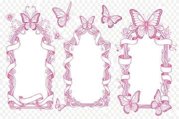 Frame with butterflies and ribbons