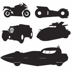Cool futuristic car and motorcycle silhouettes for an innovative transportation technology showcase project