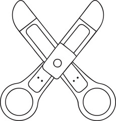 Open scissors outline illustration, craft tool design for office, school, and diy cutting activity art