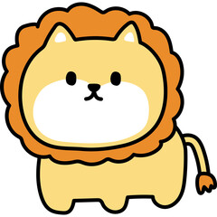 Cute Cartoon Lion Illustration With Orange Mane and Transparent Background Ideal for Children's Content and Graphics