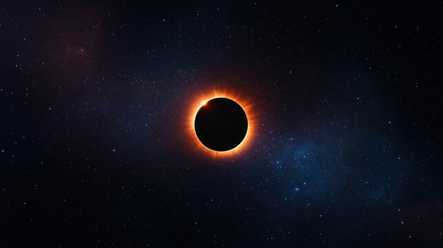 Cosmic black hole with glowing accretion disk in deep space