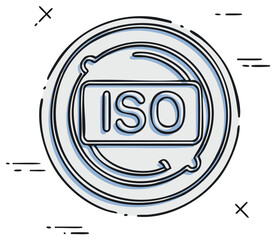 ISO certification line art icon for quality management system and standards