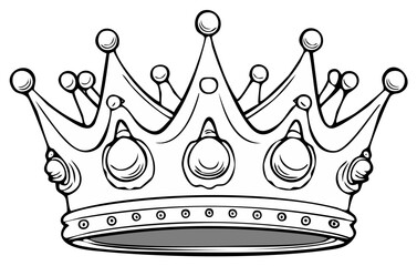 Detailed Outline Illustration of a Crown with Spheres and Gems