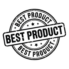 Round stamp declaring best product with stars and lines
