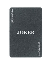 black playing card joker isolated from background