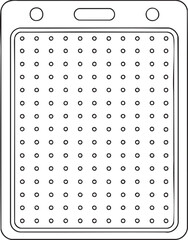 Employee id badge holder outline illustration with grid holes, simple office accessory and organization design
