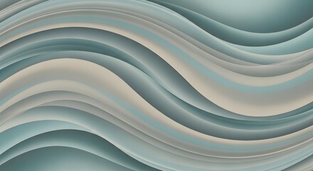 Abstract Waves Gradient Beige Blue Gray Background Paper Cut Style Backdrop Elegant Graphic Texture Curve Pattern