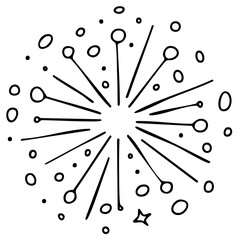 Hand drawn firework burst sketch. Doodle style starburst celebration icon for festive design.