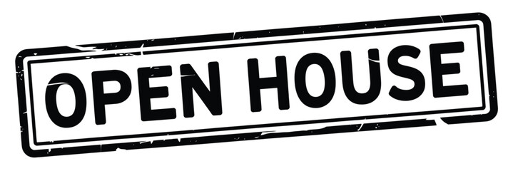 Distressed open house stamp graphic for real estate and events