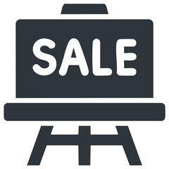 Sale Sign on Easel Stand, Special Offer or Discount Announcement, White Text