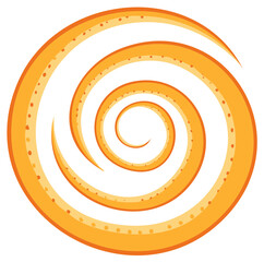 Orange spiral design with dotted details isolated on white background