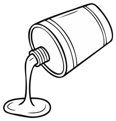 Black and white line art illustration of a tilted tube dispensing thick liquid onto a surface
