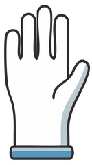 Clean Protective Glove with Blue Cuff and Thick Black Outline