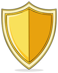 Golden Blazon Shield Symbol Illustration with Outline