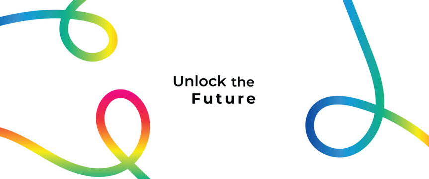 Vibrant gradient ribbon loops on white symbolizing future innovation and creative possibilities, perfect for technology and forward-thinking business concepts