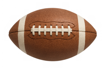 American football ball for championship games and sports advertising, isolated with transparent background