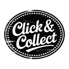 Vintage style click and collect oval badge emblem