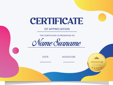 color abstract certificate template