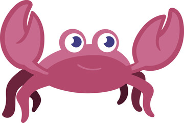 Pink Crab Vector Illustration for Kids, Ocean, and Summer Beach Design