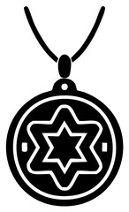 Obraz premium Clean Black Star of David Pendant Necklace Symbol of Judaism Spiritual Icon Design
