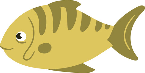 Yellow Fish Vector Illustration for Kids, Ocean Life, and Marine Education