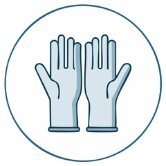 Protective medical gloves in a circular frame, isolated illustration