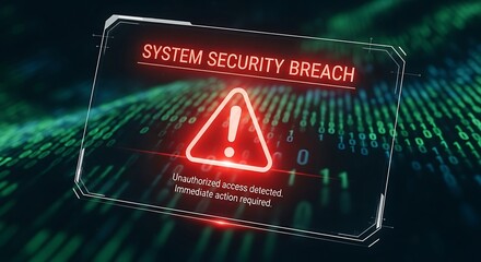 Alert System Security Breach Warning Digital Hologram Display