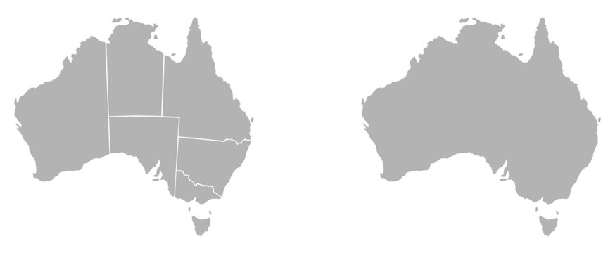Australia country map. Useful for cartography, planning, travel and geographic design. Includes Australia, map, region, border, state, vector.