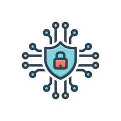 Color illustration icon for cybersecurity