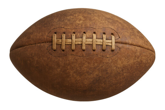 Vintage american football displaying classic leather texture and lacing, a symbol of retro sports and athletic tradition, transparent background - Powered by Adobe