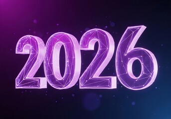 Purple glowing 2026 digital network technology concept